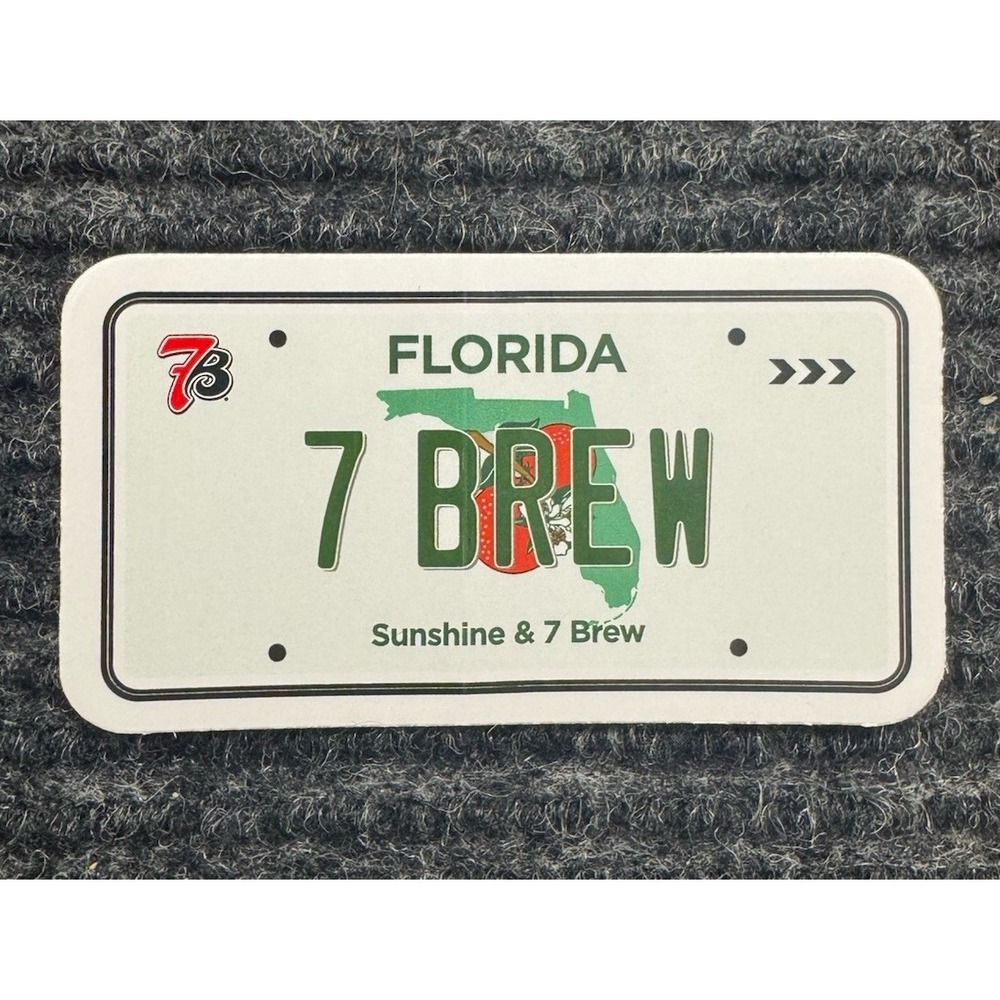 7 Brew License Plate Sticker FLORIDA Sunshine & 7 Brew New